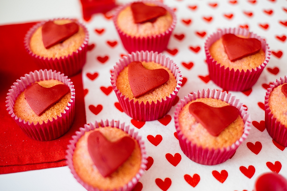 Valentine's Day baking with kids - Valentine's heart vegan cupcakes