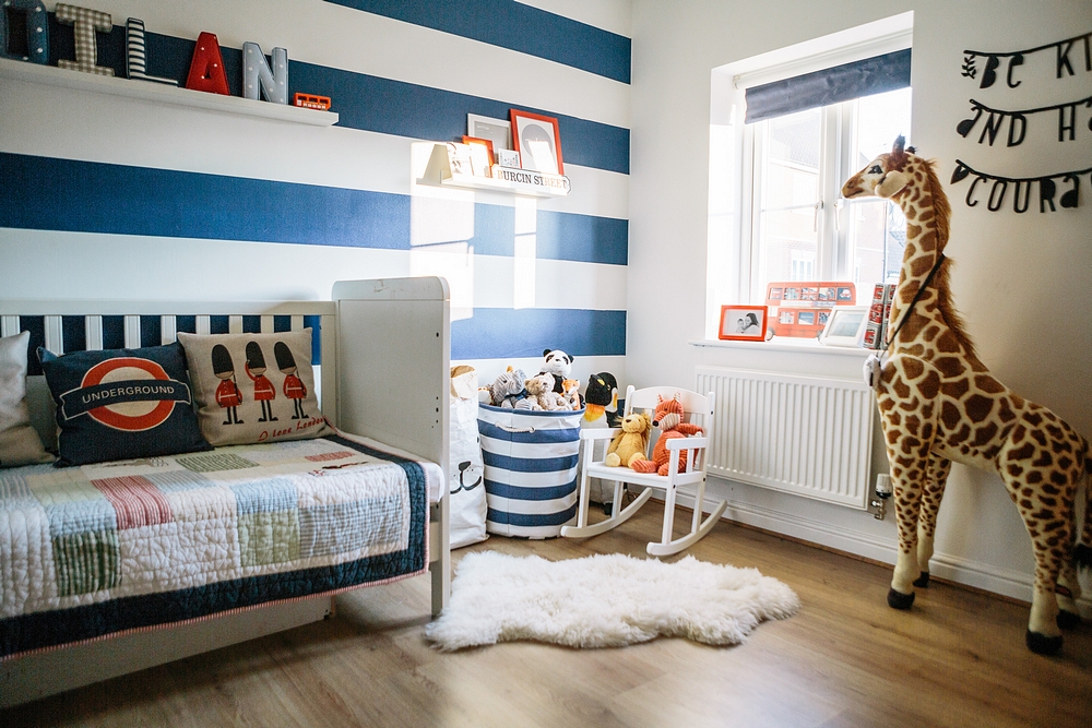 navy and white nursery