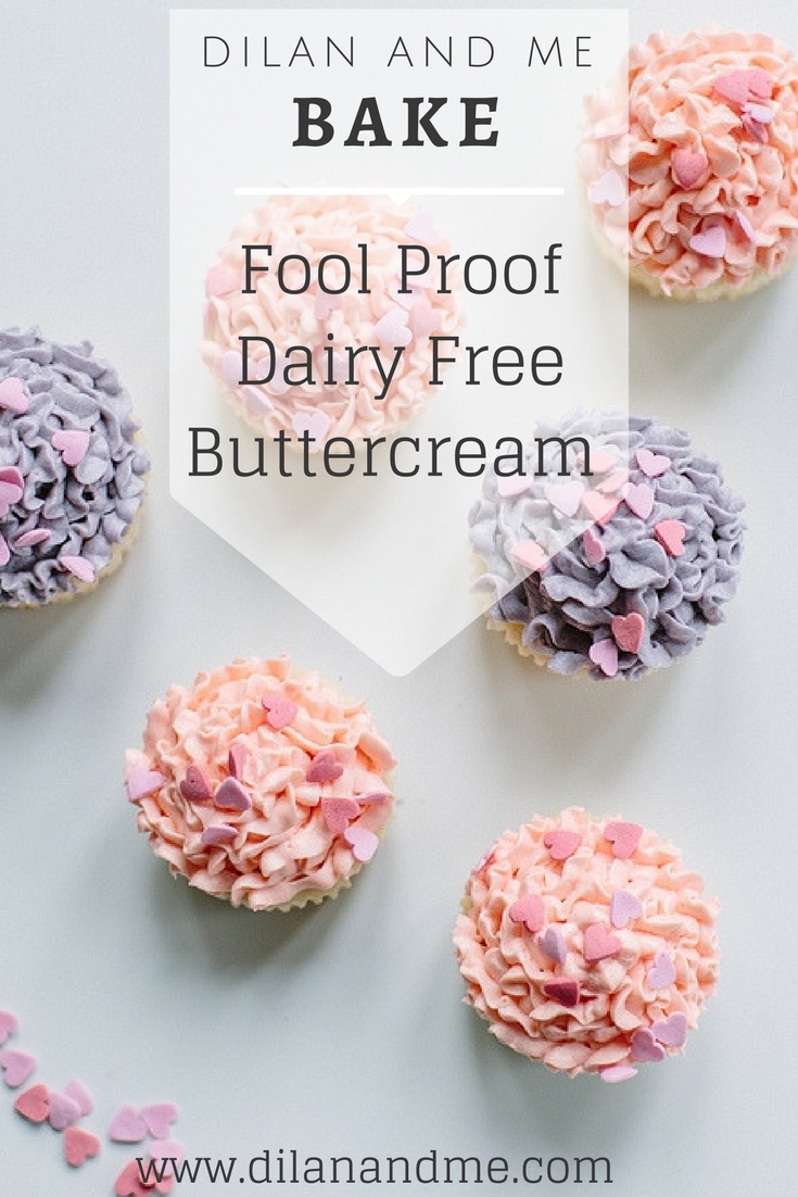 If you need dairy free buttercream that's completely fool proof then check out this tried and tested recipe. Completely dairy free and soya free, this is the most delicious buttercream for cakes and cupcakes - and it's easy! Allergy friendly baking should be simple. Find more dairy free baking ideas at dilanandme.com/dairyfree