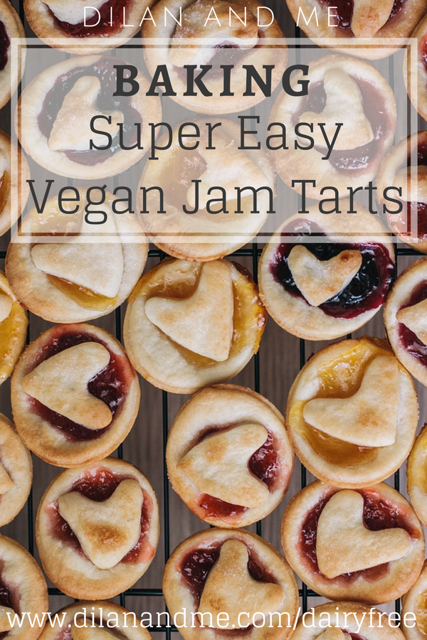 Really easy jam tarts - plus they are vegan! Vegan baking made simple, perfect for baking with kids and great for kids with food allergies. Find more simple baking recipes and dairy free treats at dilanandme.com/dairyfree